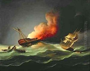 The East Indiaman Kent on Fire in the Bay of Biscay