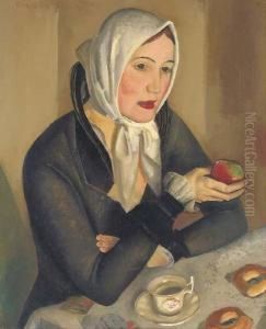 Woman With Apples by Dmitrievich Grigor'Ev Boris