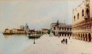 A Stroll In Front Of The Doge's Palace by H. Biondetti