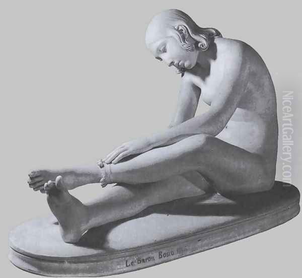 Young Indian Woman Wrapping a Shell-Fringed Band round her Leg - view 1