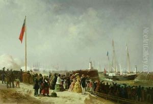 The Departure of the Steam Packet at Boulogne by Louis Bentabole