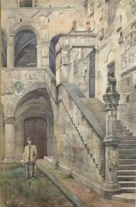 Cortile Del Bargello by Odoardo Borrani