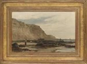 Sussex Coast Between Hastings And Fairlight by William Henry Borrow