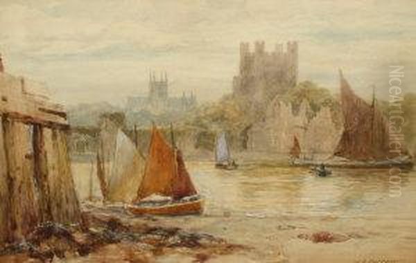 Act - Exh 1880-- 'rochester'; Watercolour, Signed, 20.5x31cm - view 1