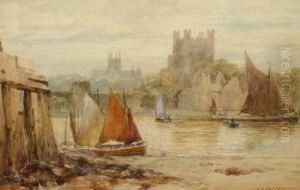 Act - Exh 1880-- 'rochester'; Watercolour, Signed, 20.5x31cm