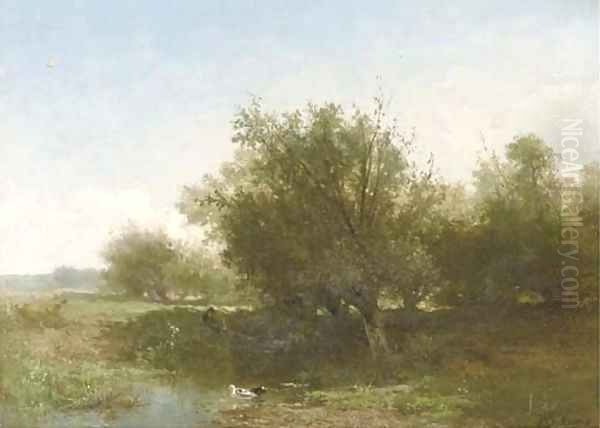 An angler in a summer landscape - view 1
