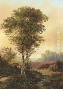 On the riverside path by Johannes Warnardus Bilders