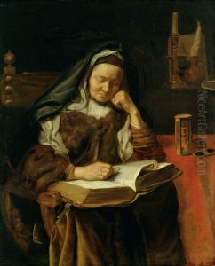 Old Woman Sleeping by Cornelis Bisschop
