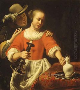 A Young Woman and a Cavalier probably early 1660s by Cornelis Bisschop