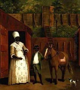 A Negro Mother and Son with a Pony outside a Stable by Agostino Brunias