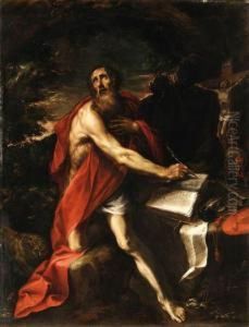 Saint Jerome In The Wilderness by Luciano Borzone