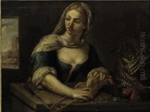 A Young Girl Plucking A Bird