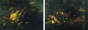 Two Turkeys And Other Dead Birds
On A Rocky Bank; And Fish, A Seashell, A Crayfish, A Lobster And Onions
On A Rocky Bank by Felice Boselli