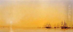 The Arrival of Queen Victoria's Yacht in Treport by Francois Pierre Bernard Barry