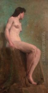 Study Of A Seated Female Nude by Rene Bosiers