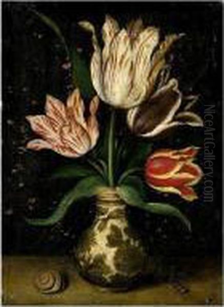 A Still Life Of Tulips In A Wan-li Porcelain Vase - view 1