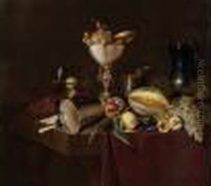 Toile Signee En Bas Vers La Gauche, Sur Le Cote De La Table A. Boschaert Fecit. by Ambrosius the Younger Bosschaert
