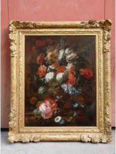 Bouquet De Fleurs Dans Un Vase Sur Un Entablement by Jan-baptist Bosschaert