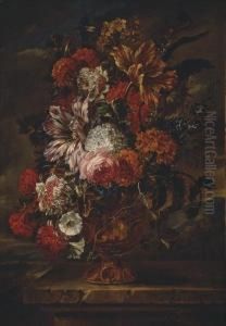 Bouquet De Fleurs Sur Un Entablement by Jan-baptist Bosschaert