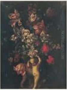 Bouquet De Fleurs Et Putti