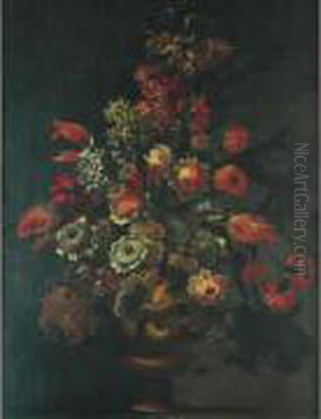 Vase De Fleurs Sur Un Entablement. - view 1