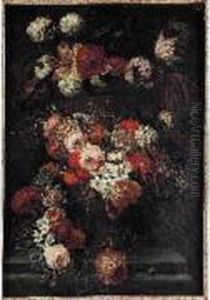Nature Morte Au Vase De Fleurs Sur Un Entablement De Marbre Nature Morte Au Vase De Fleurs Sur Un Entablement De Marbre