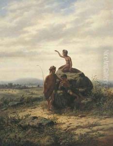 Intensive Indonesian Landscape with Little Cow Herds by Jan Daniel Beynon