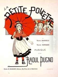 Reproduction of a poster advertising the operetta 'La Petite Poucette' by Louis-Maurice Boutet de Monvel