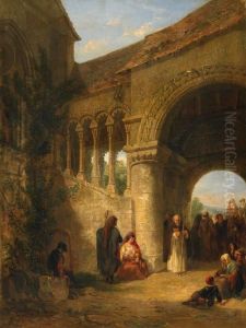 Genreszene Vor Einer Spanischen Kirche Und Maurischem Tor by Francois Antoine Bossuet
