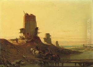Arab Mills Along The Spanish Coast by Francois Antoine Bossuet