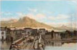Francois , Bridge Over The River, Signed, Oil On Panel, 24 X 36 Cm.; 9 1/2 X 14 1/4 In by Francois Antoine Bossuet