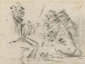 A Scene Of Diablerie by Andries Dirksz. Both