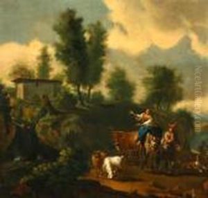 Gypsies With Animals On A Pastoral Road