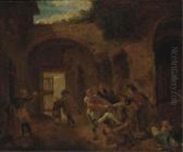 Peasants Skirmishing In An Alleyway - view 1