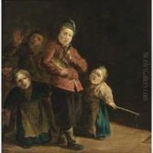 Children Singing And Playing The Rommelpot by Andries Dirksz. Both
