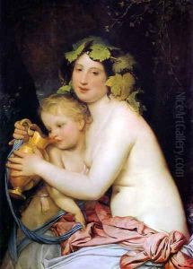 Bacchant Giving Cupid a Drink by Fyodor Bruni