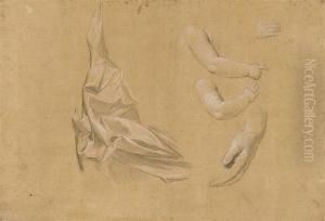A Drapery Study With Subsidiary Studies Of An Infant's Arm And Twostudies Of Hands