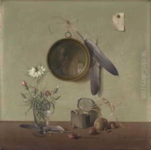 Stilleben Mit Selbstbildnis Im Spiegel by Herbert Bottger