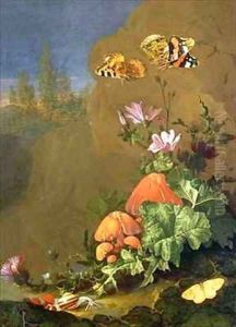 Still Life of Forest Floor with Flowers, Mushrooms and Snails by Elias van den Broeck