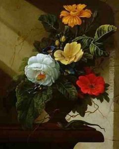 Still Life with flowers by Elias van den Broeck