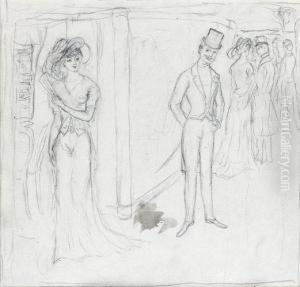 L'indiscret Dessin A La Mine De Plomb. by Georges Bottini
