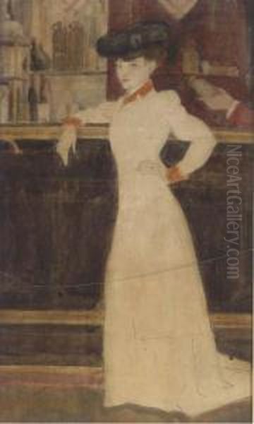 An Elegant Lady At A Bar - view 1