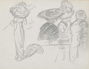 Etude Des Elegantes Aux Chapeau Dans Un Cafe
