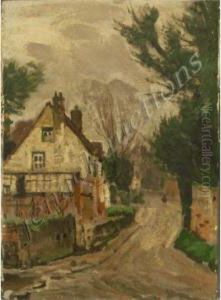 Street Scene With Figure by Albert Ernest Bottomley