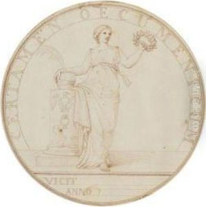 A Design For A Prize Medal With A Female Figure Holding A Laurelwreath