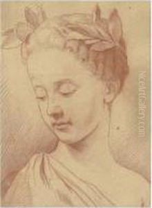 [circle Of Edme Bouchardon - Head Of A Woman - Red Chalk] by Edme Bouchardon