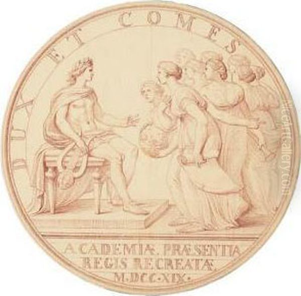 Inscrit 'dux Et Comes' Et 
'academiae.praesentia Regis Recreataem.dcc.xix' Et 'le 13 Janvier 1755 
Remis A M Roittier Le Fils Ledessein' Sur Le Montage - view 1