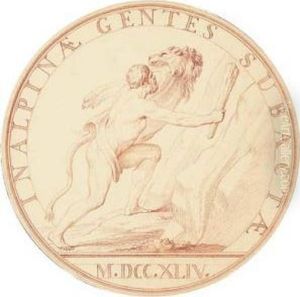 Inscrit 'inalpinae Gentes Subactae' [les Peuples Des Alpes Soumis]