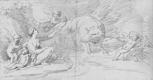 Bouchardon, E.
Putti And A Nymph Playing With A Boar
