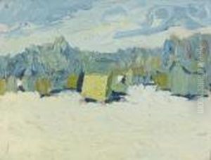 Winterliche Landschaft. by Georges Bouche